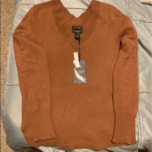NWT Halogen 100% Cashmere sweater Rust sequoia Sz S